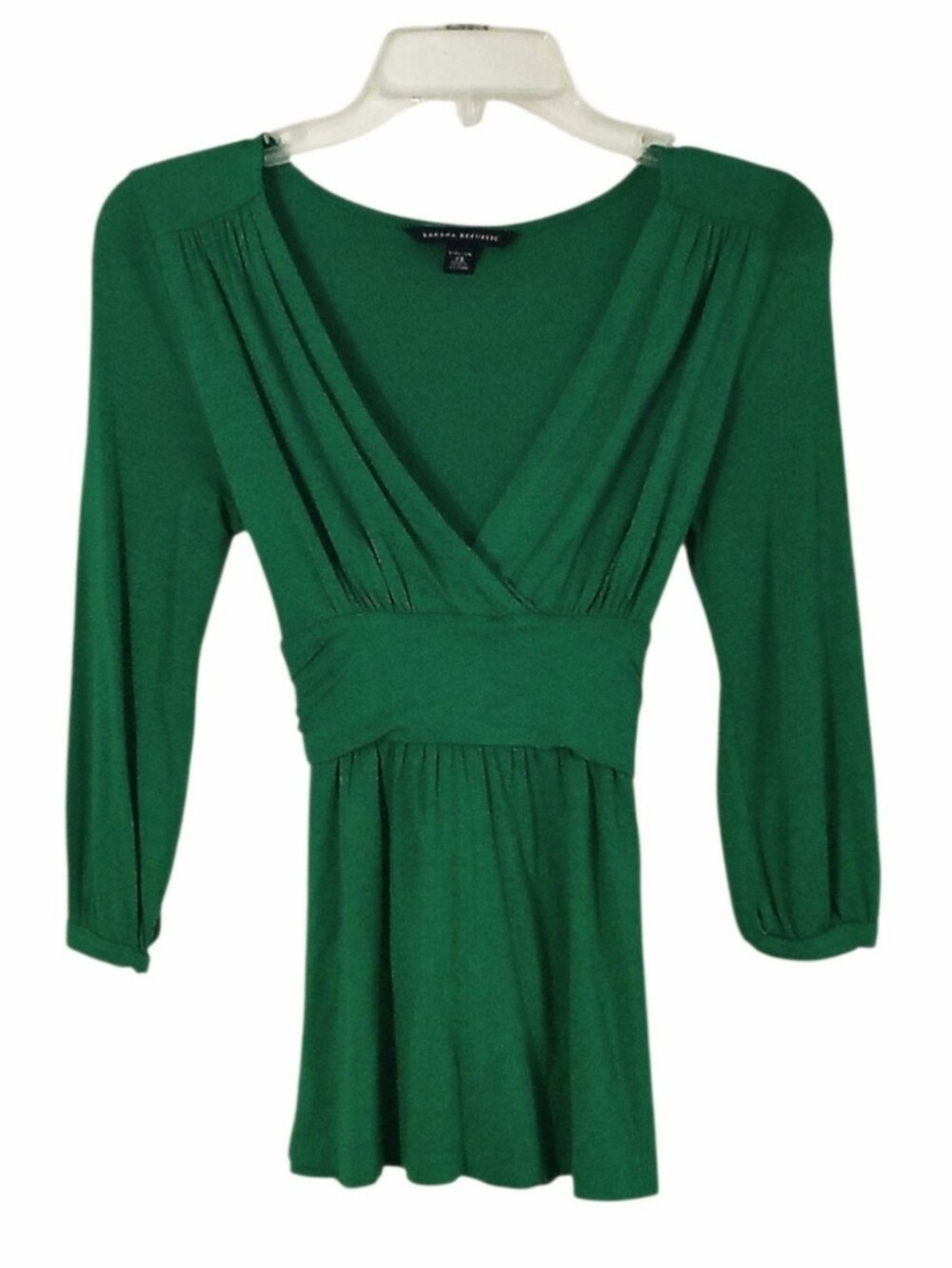 Banana Republic Emerald Green Surplice Empire Waist Top